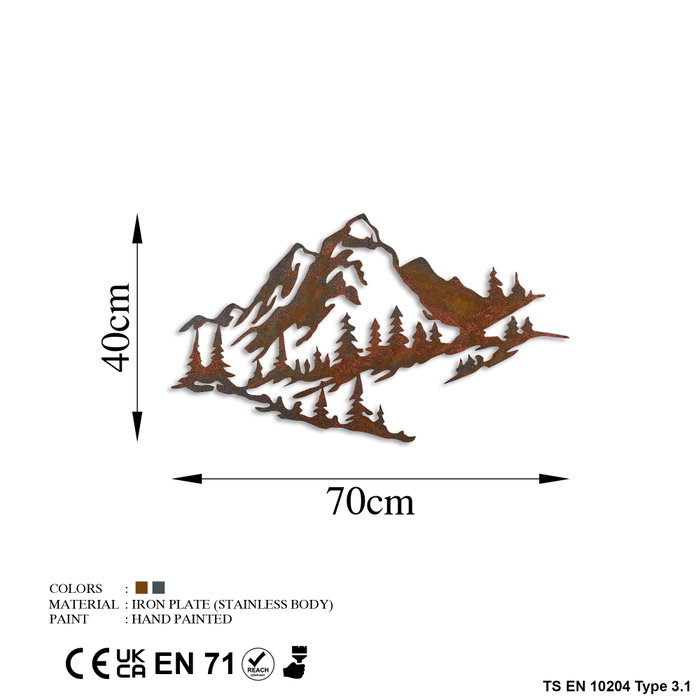 Wallity Mountain - 3 Escultura de pared de metal Multicolor